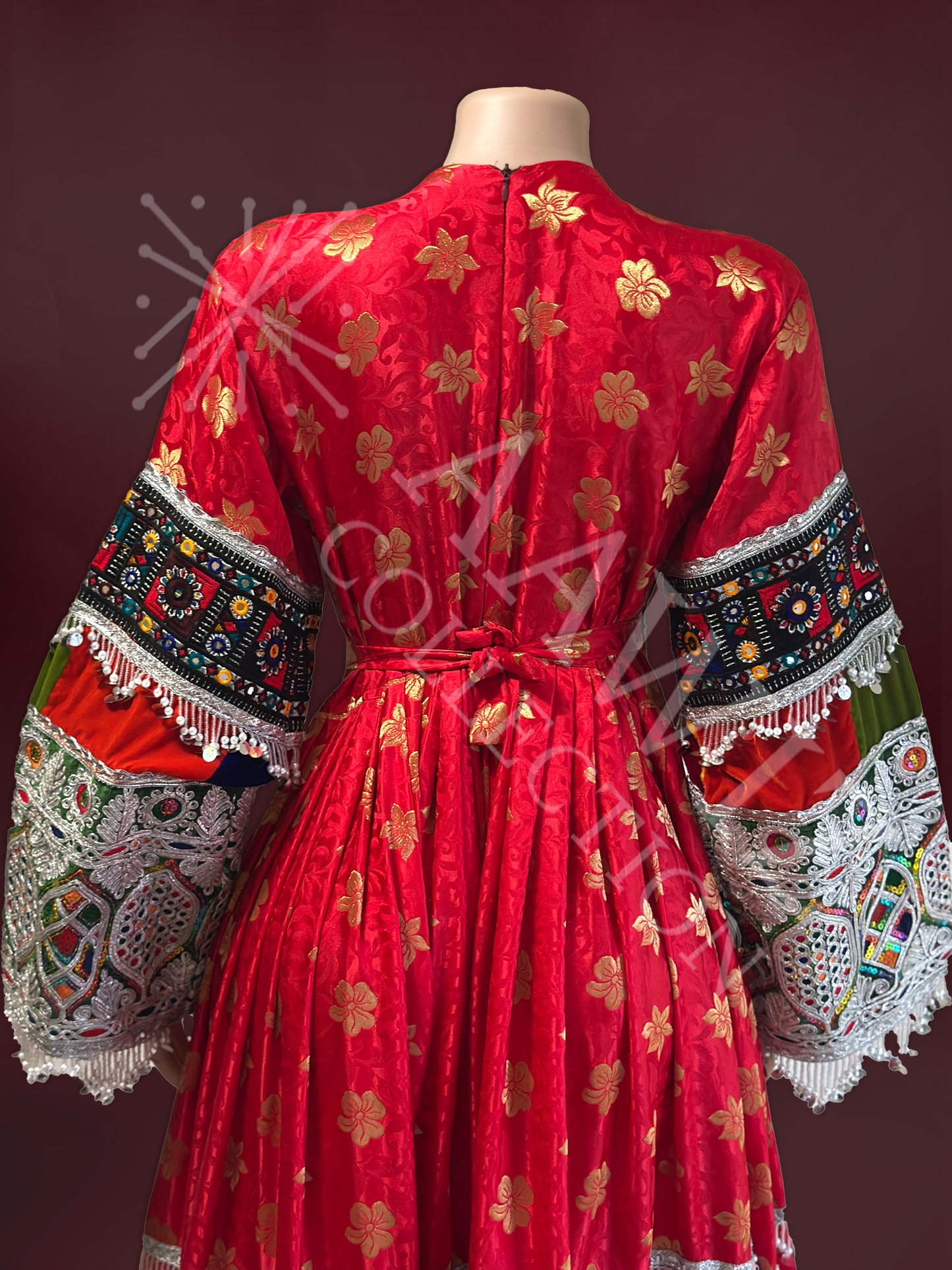 Laili Radiance – Red Traditional Afghan Dress (Three Piece)