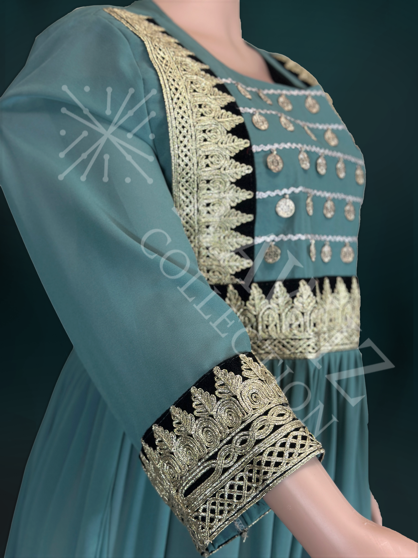 Zamaurd – Royal Teal Afghan Dress (1 Piece)