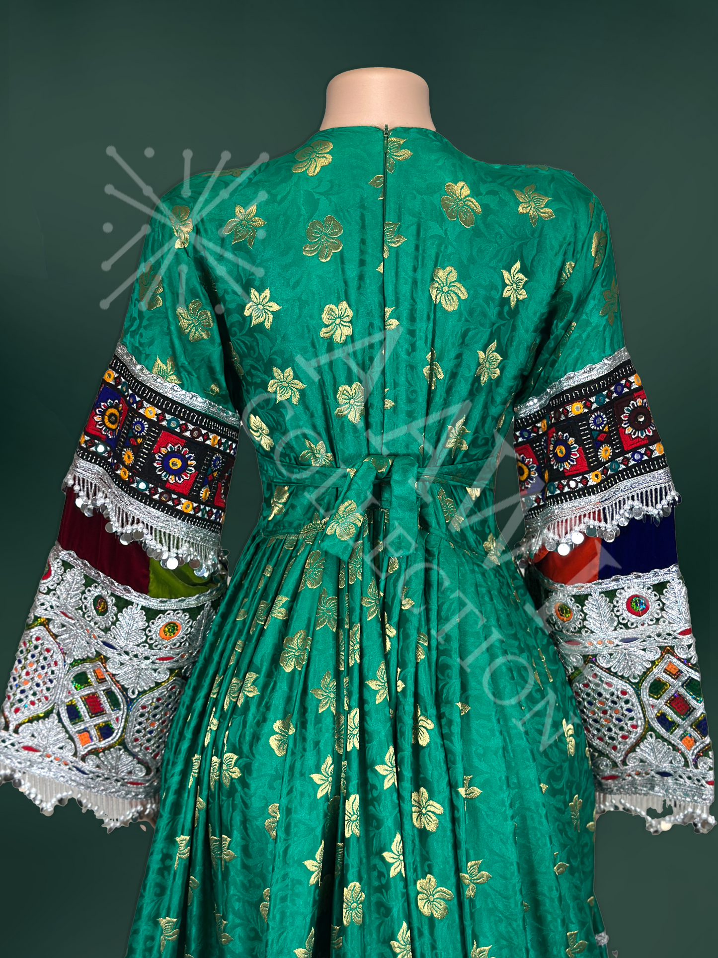 Sitara – Emerald Handcrafted Afghan Dress (Three Piece)