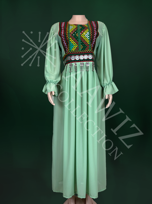 Sabza – Fresh Elegance Afghan Dress (1 Piece)