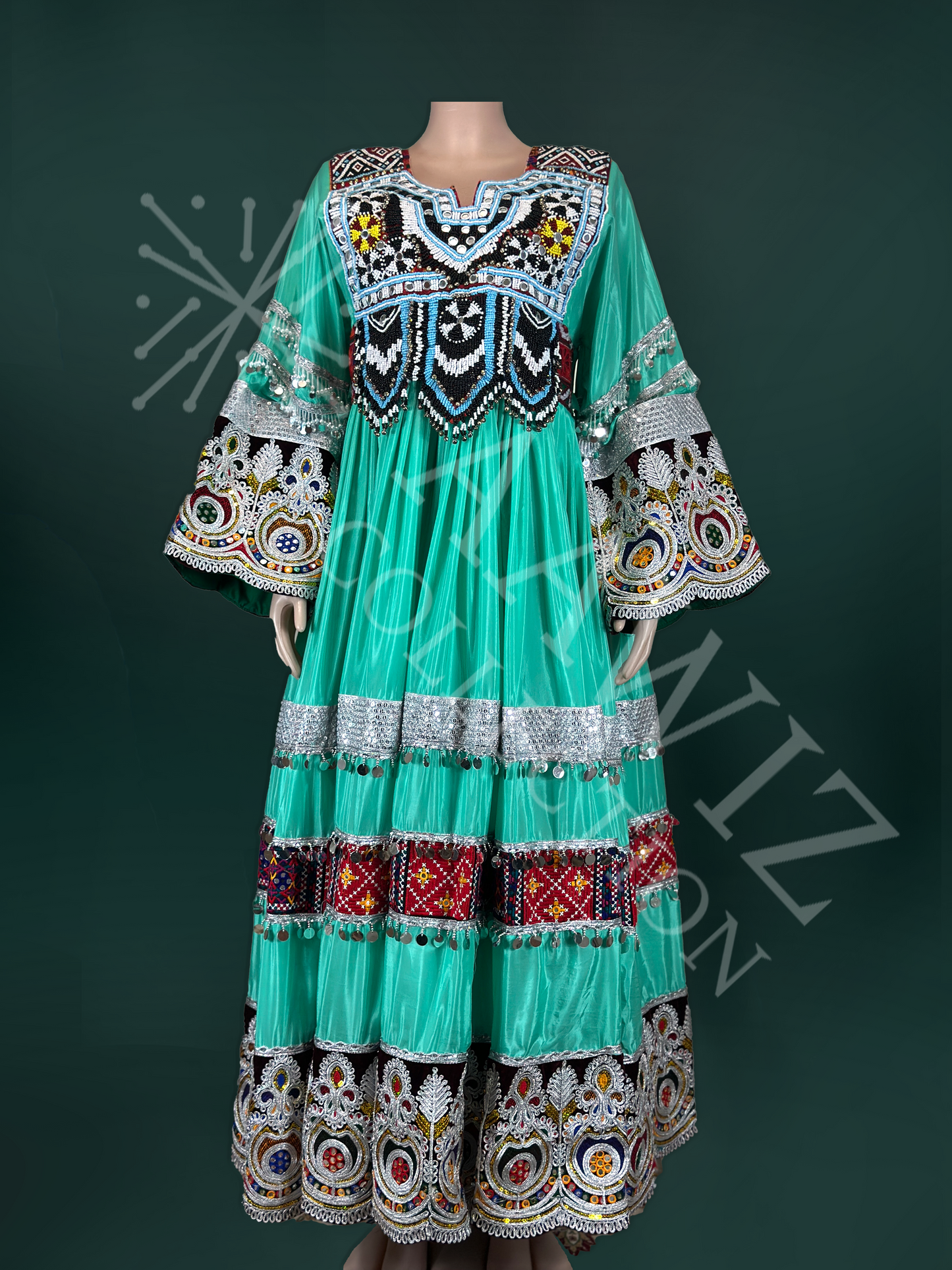 Zohra Elegance - Traditional Afghan Party Dress (Three Piece)