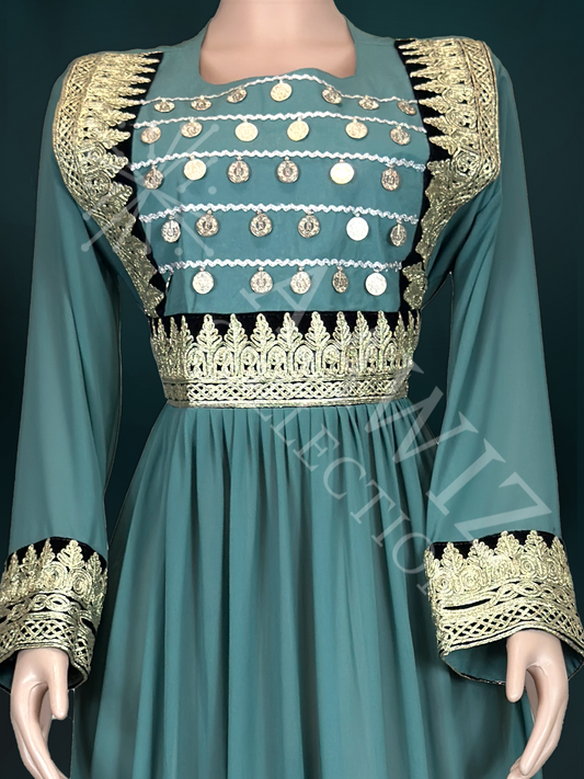 Zamaurd – Royal Teal Afghan Dress (1 Piece)