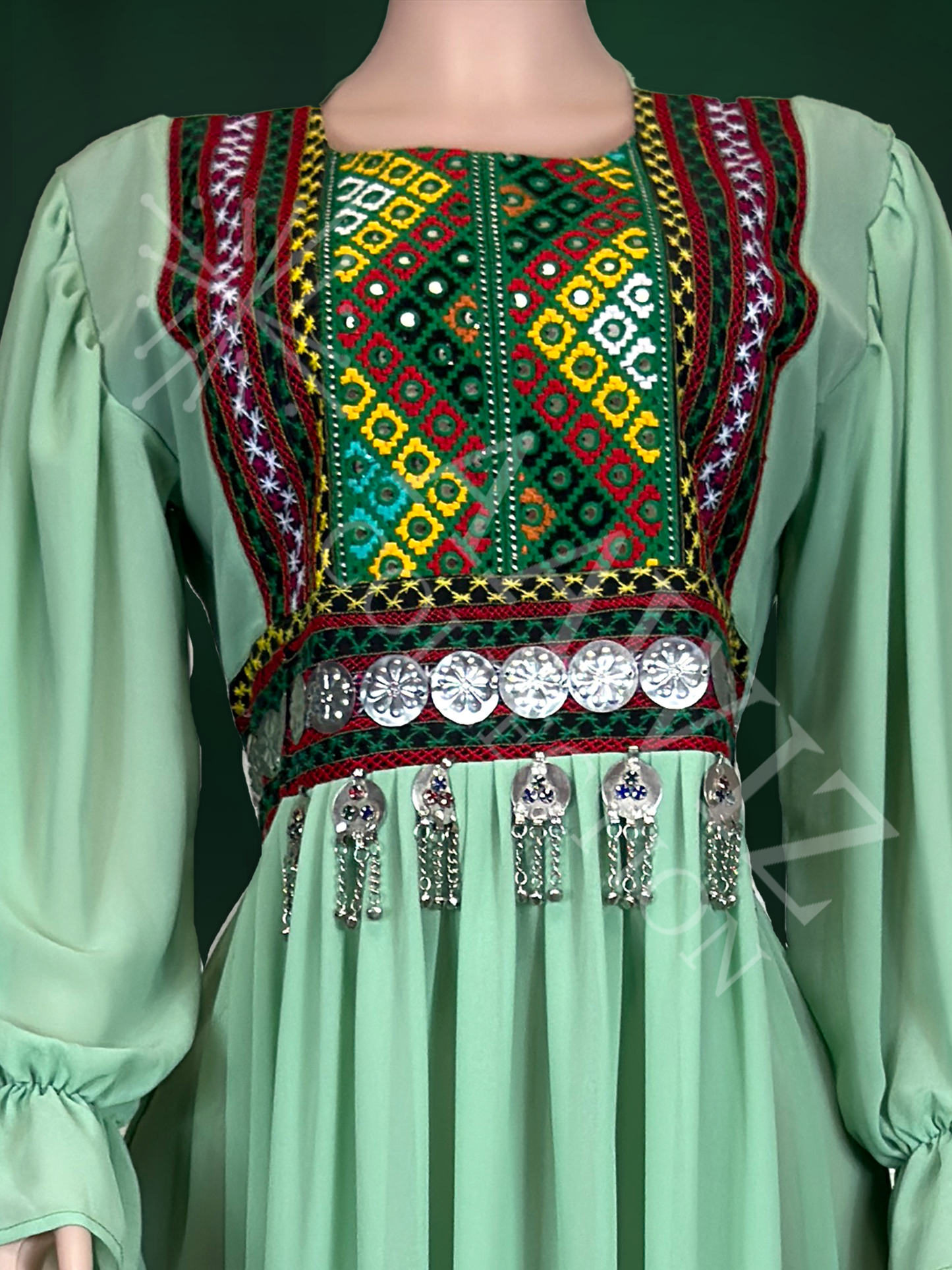 Sabza – Fresh Elegance Afghan Dress (1 Piece)