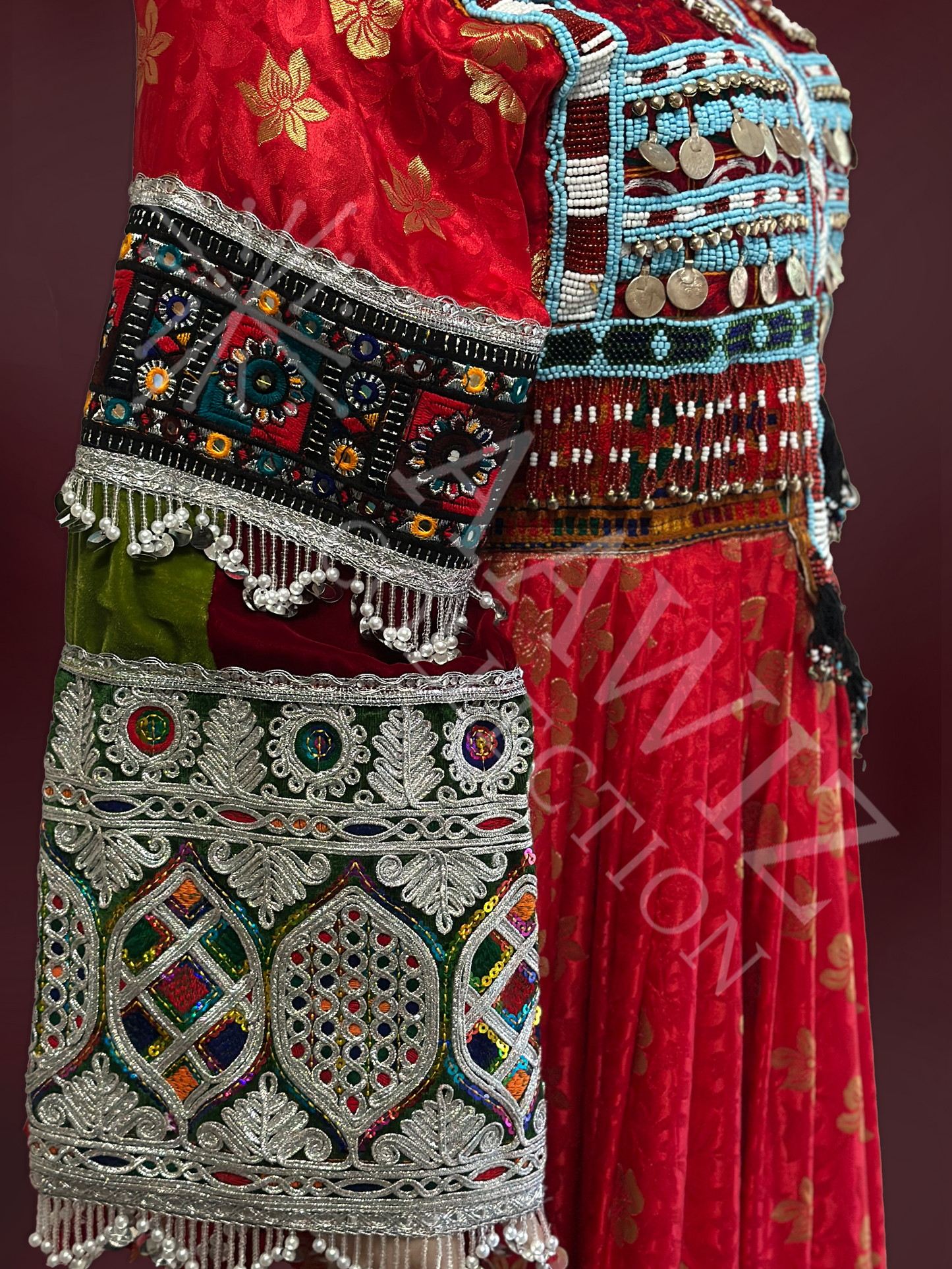 Laili Radiance – Red Traditional Afghan Dress (Three Piece)